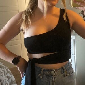 Urban Outfitters Black Asymmetrical Crop Top